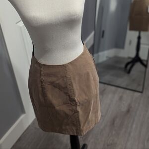 Free People Brown (Crumb Cake) Faux Suede Mini Skirt Sz 4